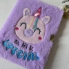 a5 Purple plush Unicorn Notebook, Notepad, diary, student notebook, horizontal line notebook with lock, handbook full image